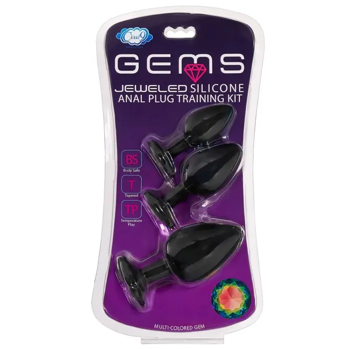 Cloud 9 Novelties Anal Cloud 9 Gems Black Silicone Anal Plug Kit Cloud 9 Novelties Anal Cloud 9 Gems Black Silicone Anal Plug Kit