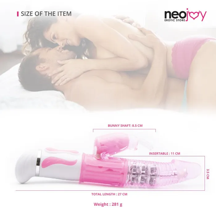 Neojoy Neojoy Dual Jelly Vibe Rampant Rabbit GSpot Clitoral Dual Vibrator For Women Rotating Shaft for Vaginal Penetration Girthy Jelly Sex Toy Vibrators