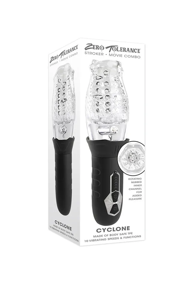 Anal Zero Tolerance Zero Tolerance Cyclone Vibrating Spinning Stroker BlackClear